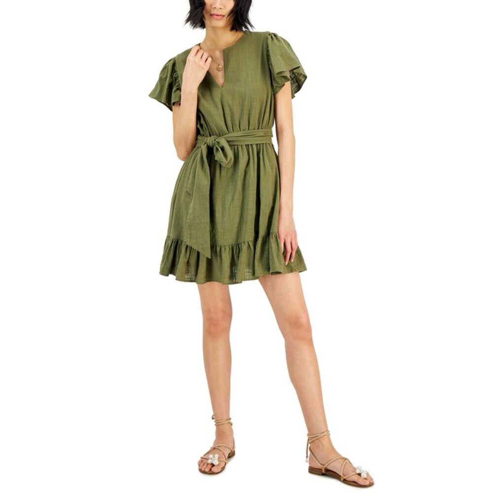 INC International Concepts Womens Cotton Flutter Sleeve Dress